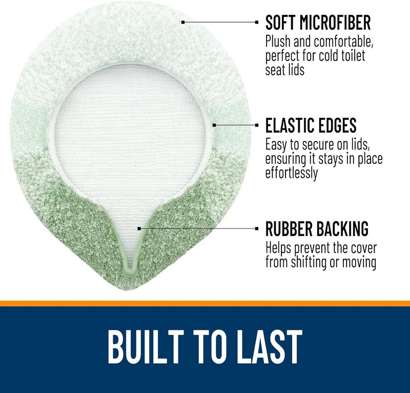 OLANLY Soft Microfiber Bathroom Toilet Lid Cover, Machine Washable Covers, 17.5x15, Stays in Place Rubber Backing, Fits Most Round, Elongated and Oblong Lids, Accessories Decor, Sage Green - Image 3